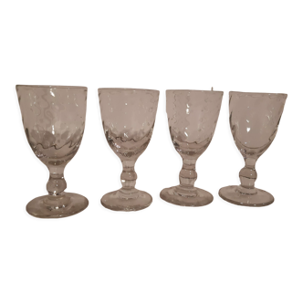 Pop-up Christmas 2022 Set of 4 molded glass wine glasses early twentieth