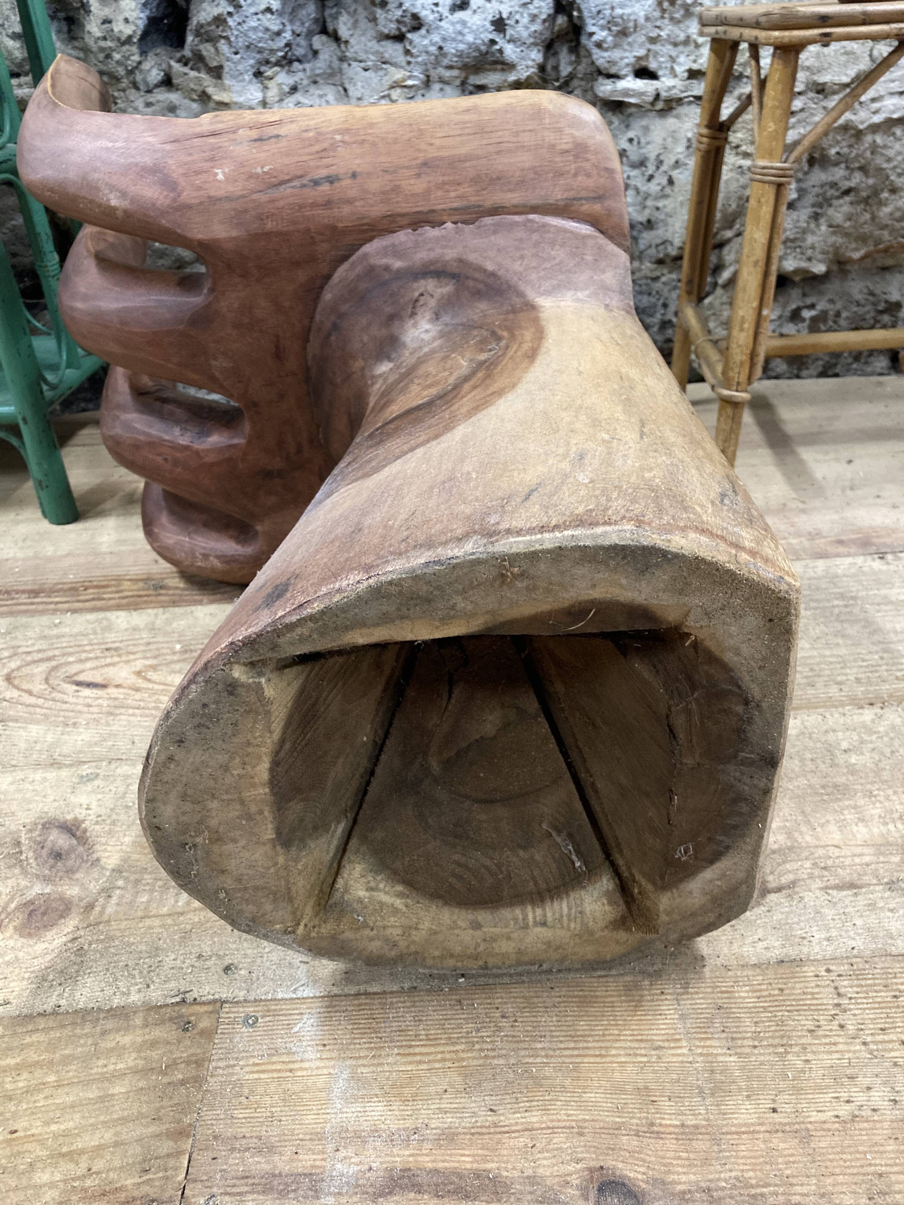 Unique vintage exotic wood hand chair, 70s