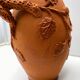 Vase Cruche en terre cuite vintage avec ornement végétale