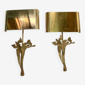 Pair of gilt bronze wall lights signed Maison Charles