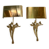 Pair of gilt bronze wall lights signed Maison Charles
