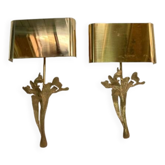 Pair of gilt bronze wall lights signed Maison Charles