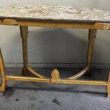Hollywood Regency Console - Gilded Wood and Marble