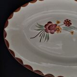 Oval earthenware serving dish HBCM Creil Montereau décor Huguette early twentieth century