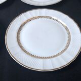 Limoges Bernardaud porcelain dessert plates - vintage co. 60s, white & gold