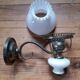 White opaline wall lamp metal, vintage 1960