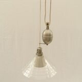Pendant lamp rise and drop in transparent cut glass