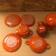 Old vallauris service 7 pieces empty pitchers pocket ceramic orange #a996