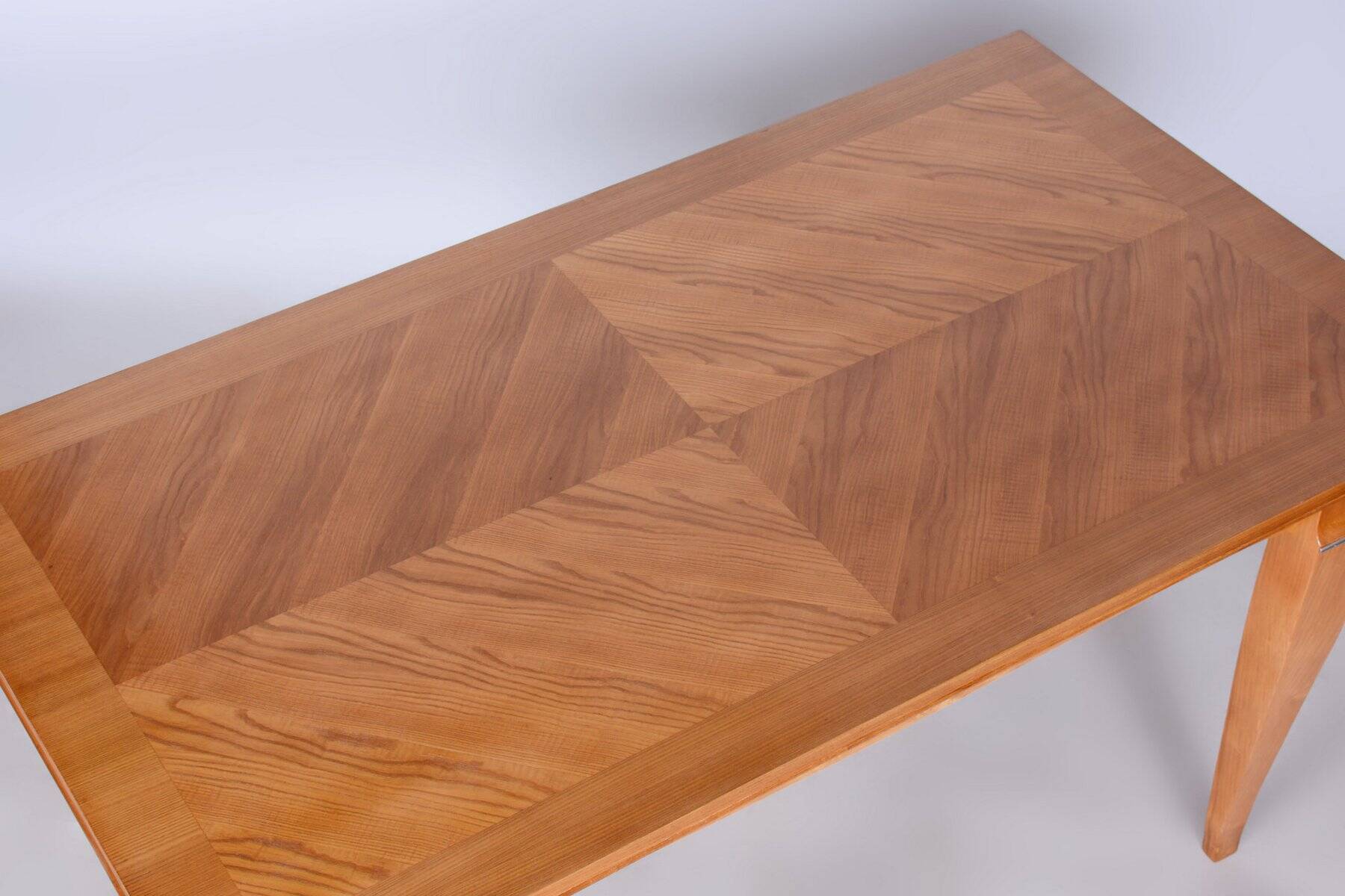 Art Deco Oak & Spruce Folding Table attributed to J. Leleu, France, 1920s
