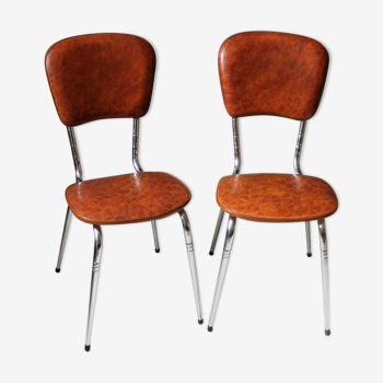Set of 2 vintage skai chairs and chrome base