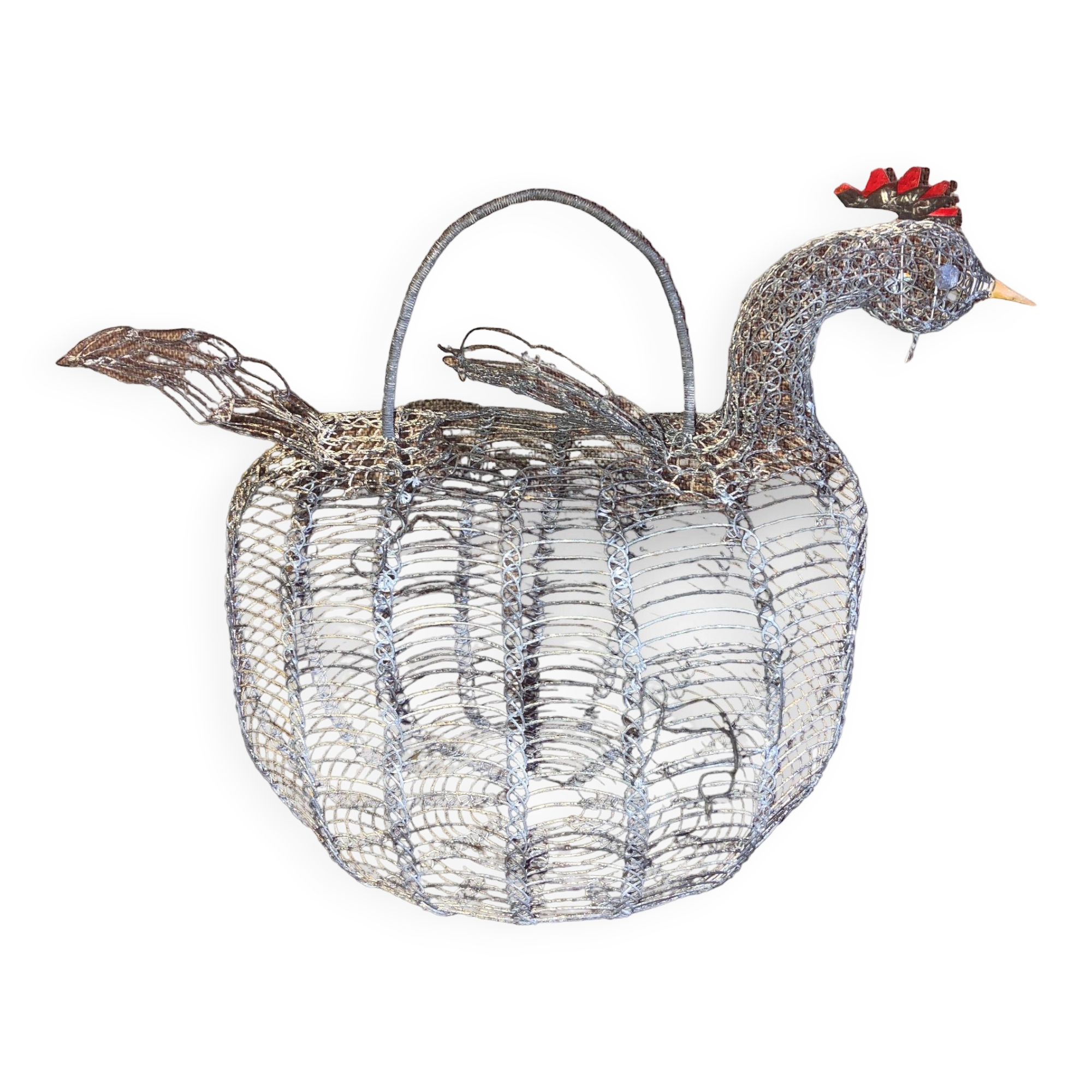 Old wire and mesh egg basket