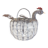 Ancien panier à oeufs en fil de fer et mailles