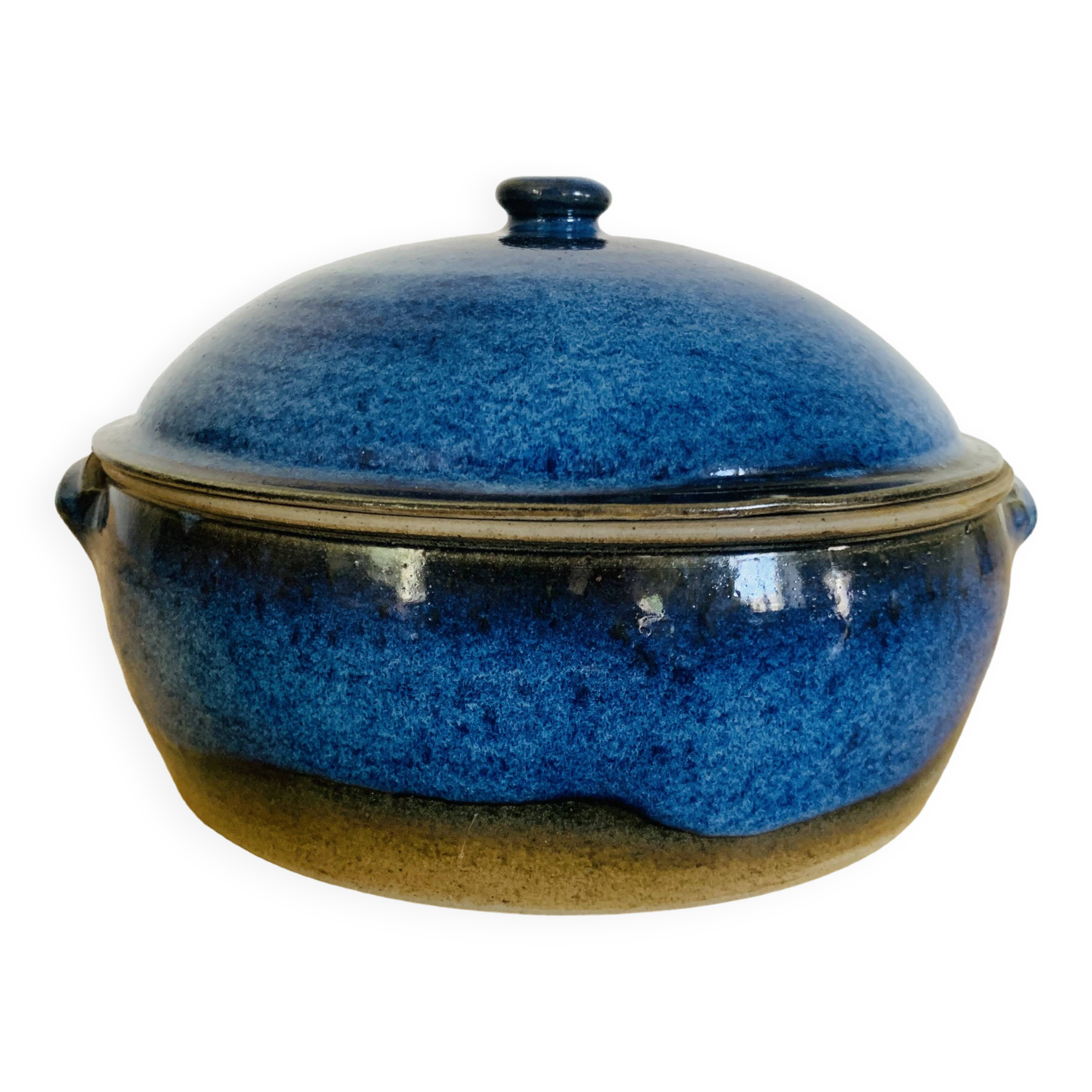 Blue glazed stoneware tureen