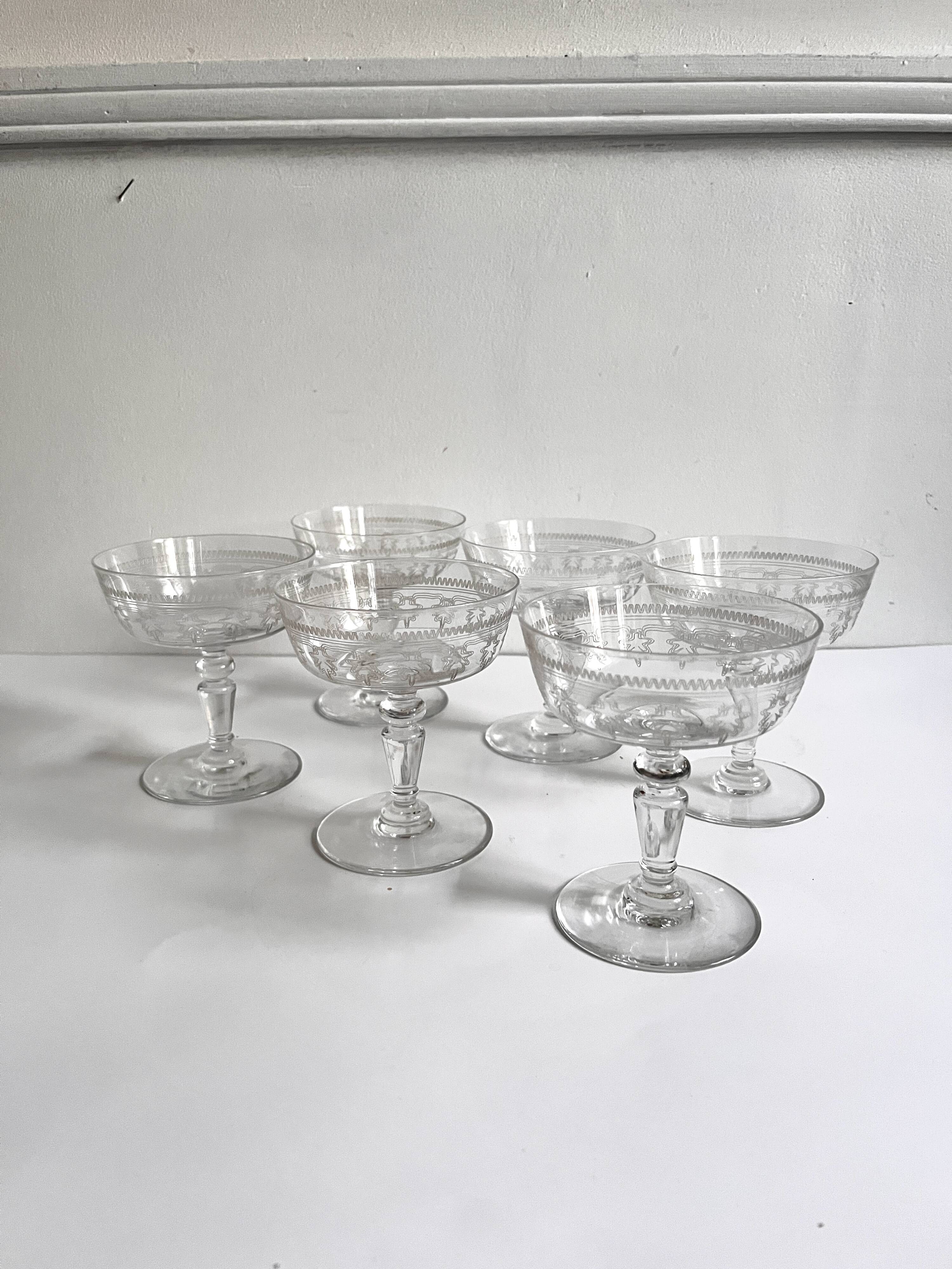 Crystal champagne coupes 1930