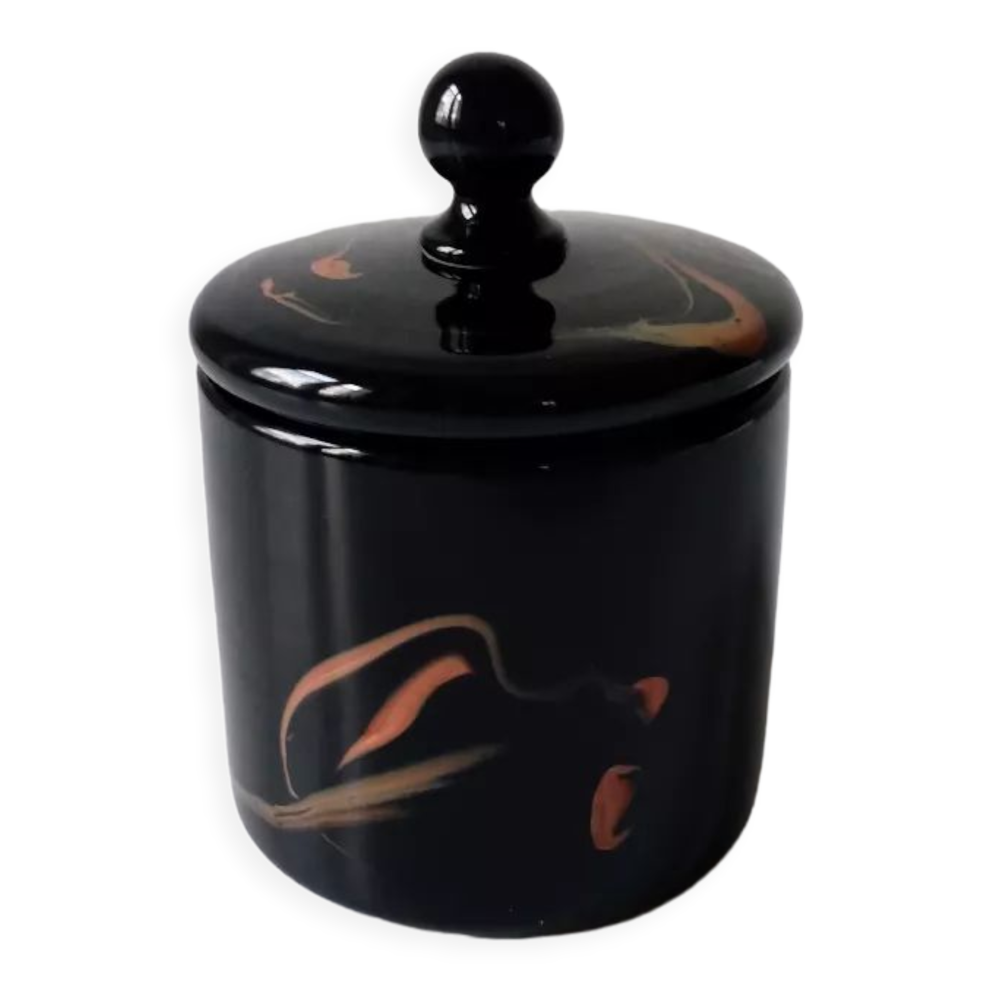 Black opaque glass box with WV glass stamp