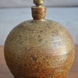 Pied de lampe boule en grès vintage signée
