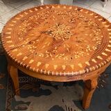 Cherifian cedar coffee table with Hispano-Moorish inlaid decoration Morocco
