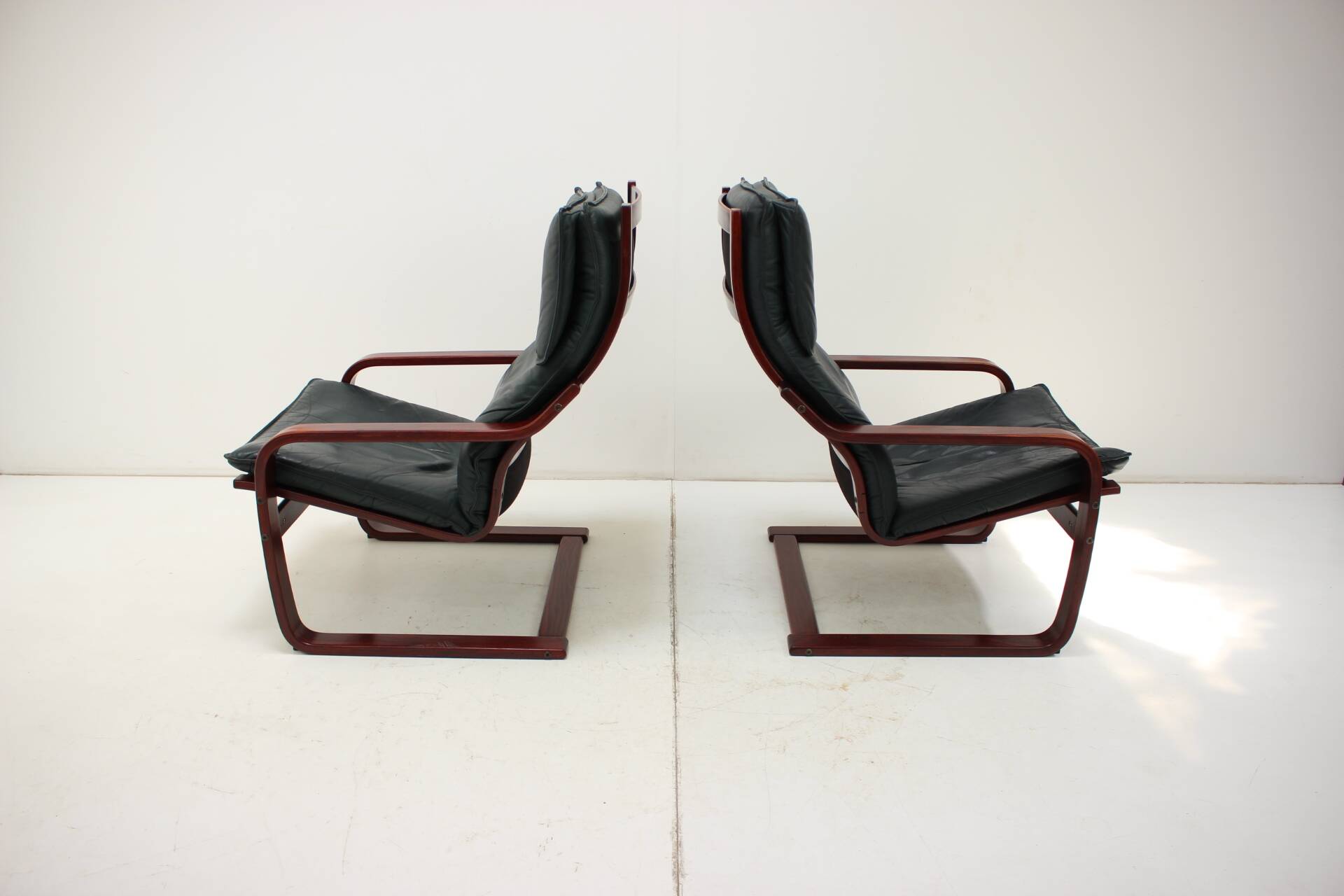 Set of Two Leather Armchairs by IKEA, Sweden, 1980's