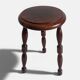French Turned Chestnut Wood Stool or Side Table, Mid-20th Century