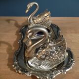 Set salt shaker Pepper boxes metal and swan glass dp 012336