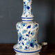 Blue and white ceramic lamp Floral decoration XXth Velvet lampshade