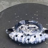 Midnight blue and white glazed ceramic flower pick, 1960/1970, vintage