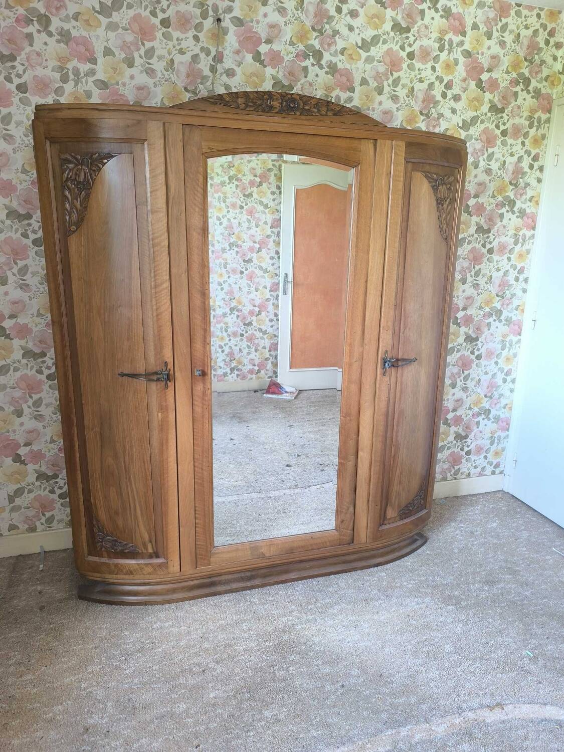Art Deco wardrobe with mercury mirror