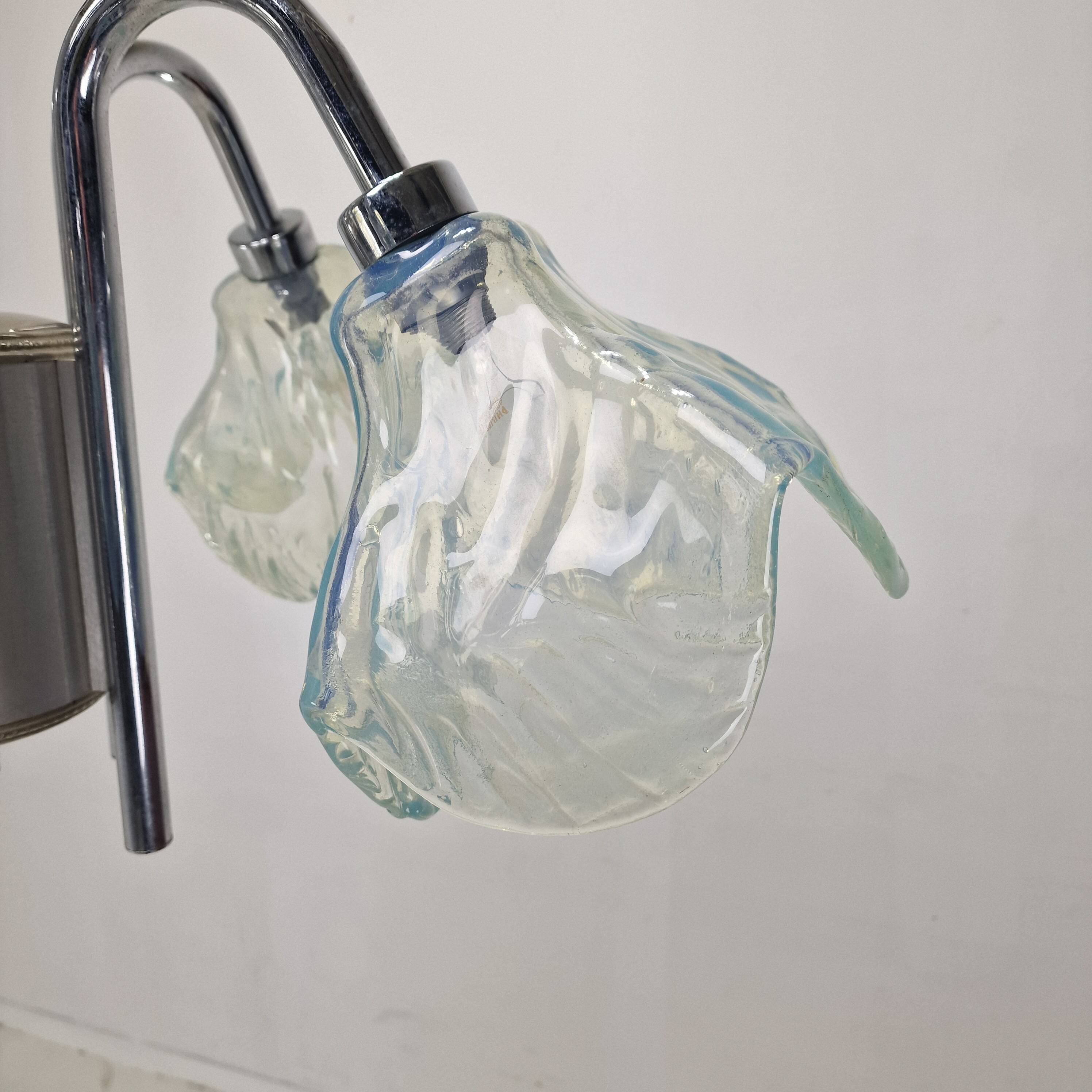 Italian Ceiling Lamp with Five Blue Murano Glass Lamshades – 1970s