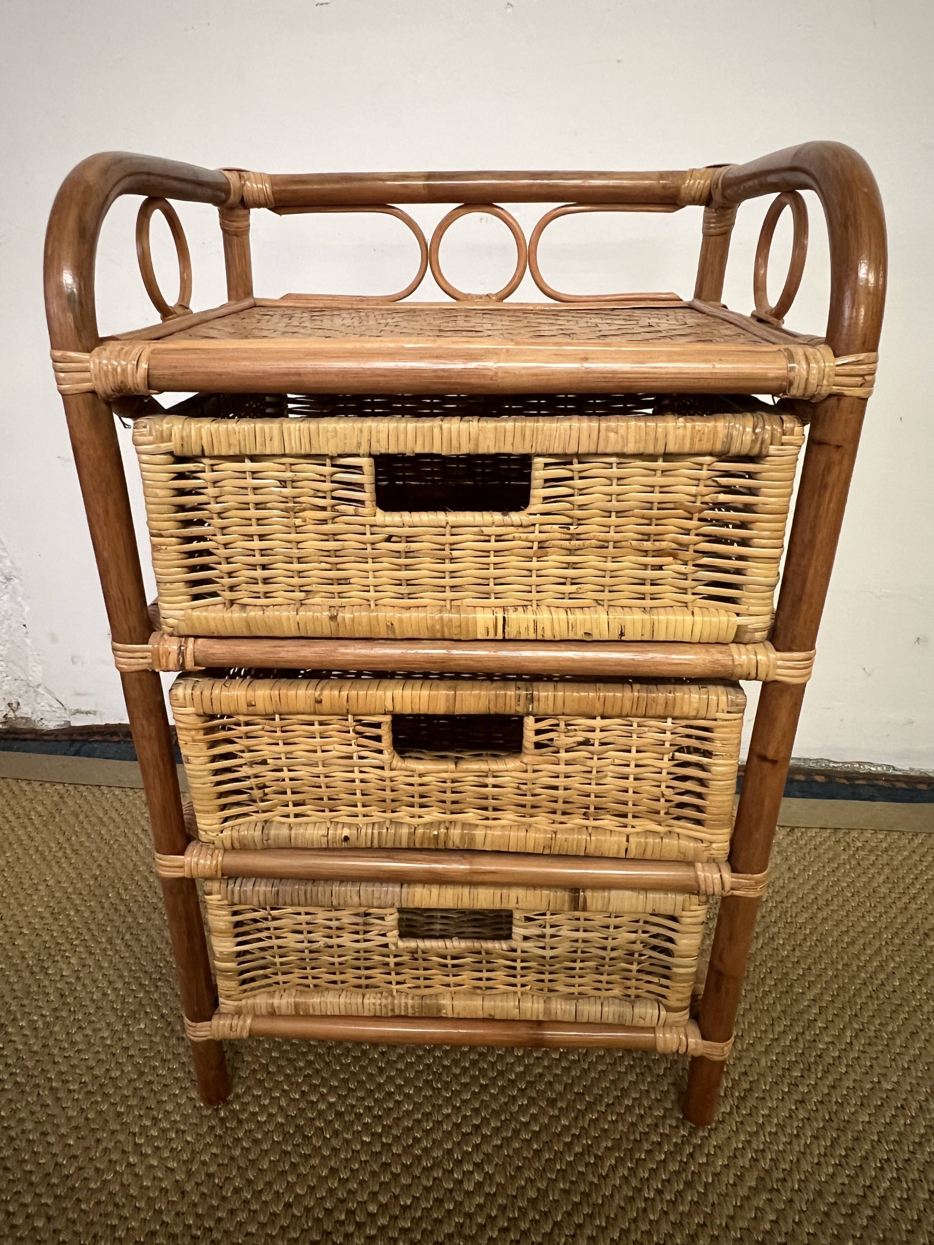 Vintage rattan chest of drawers