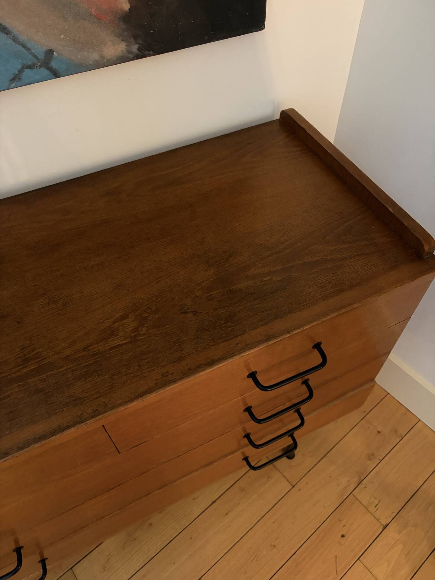 Commode vintage en bois à 8 tiroirs, esprit scandinave