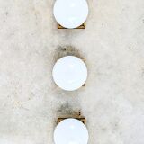 Set of 3 vintage wall lights – brass and opal glass (70s design)