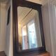 Old mirror 128.5x85 cm of art deco fireplace 1900 in dark oak
