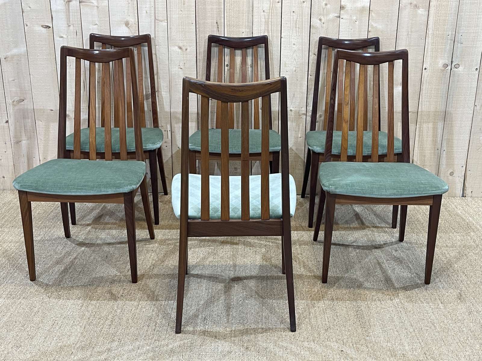 Suite of 6 chairs of the brand GPlan of the 70s in teak