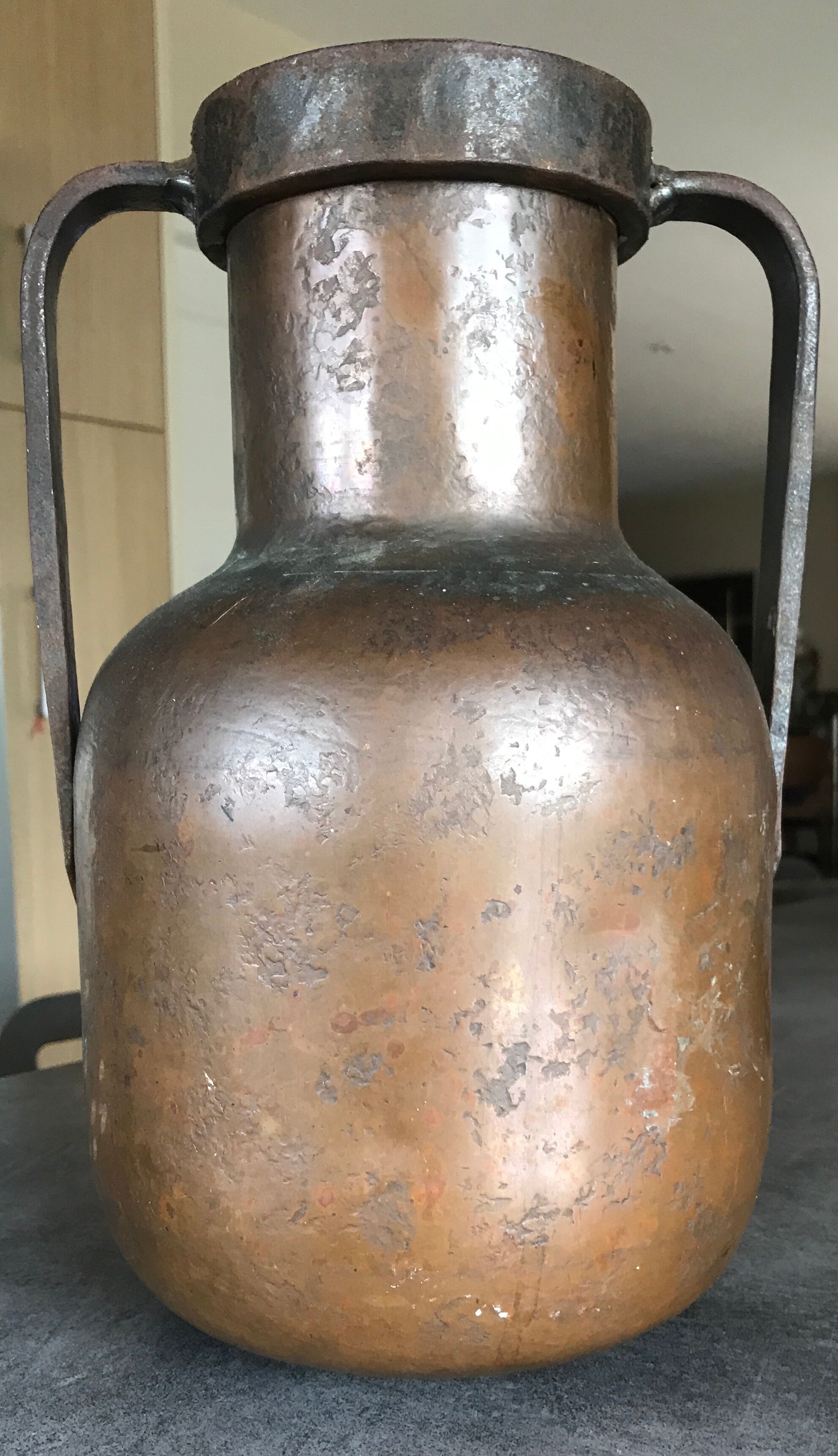 Amphore copper and ironwork of art signature Jean Goardère