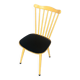 Baumann western style chair in yellow wood + vintage black skai seat