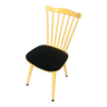 Chaise style baumann western bois jaune + assise skaï noir vintage