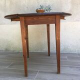 Round table at 2 vintage wood rabats