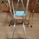 4 blue Formica chairs