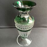 Overlay cut crystal vase signed Val Saint Lambert 1970s