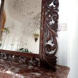 Neo-Gothic mirror in carved oak circa 1940