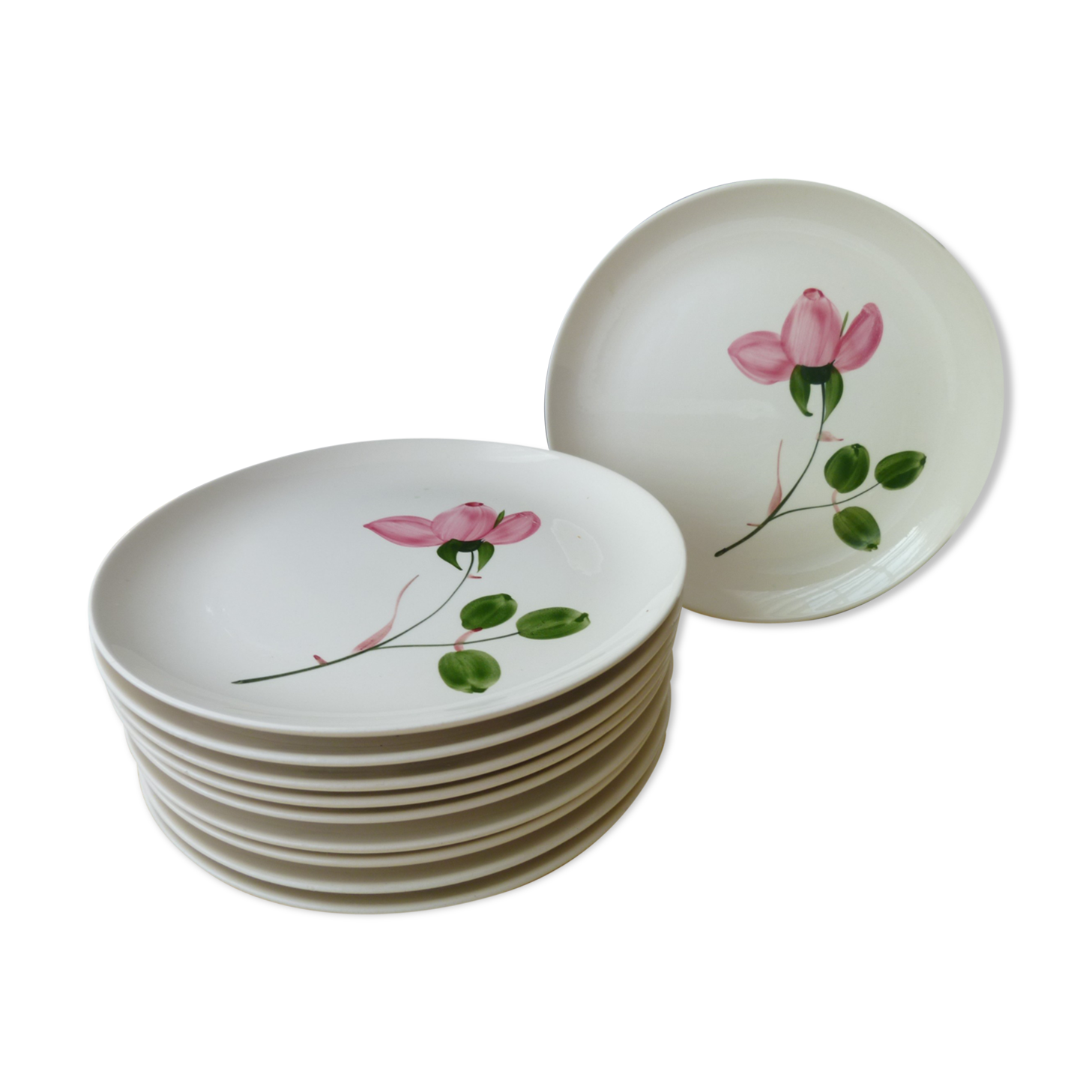 Set of 10 Dessert Plates in Faïence Villeroy Boch Model Magali