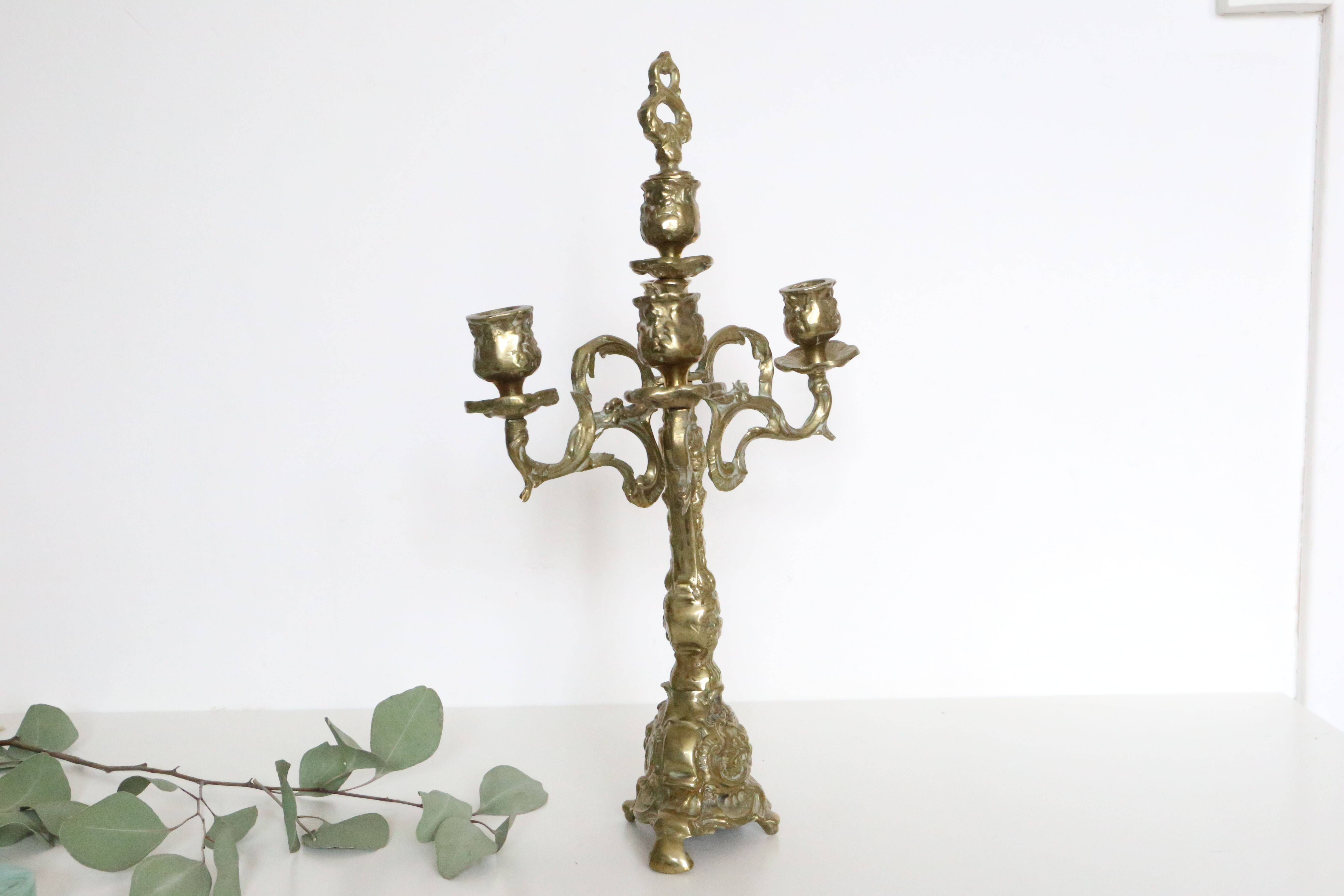 Candelabra and its smother, 5 lights, bronze