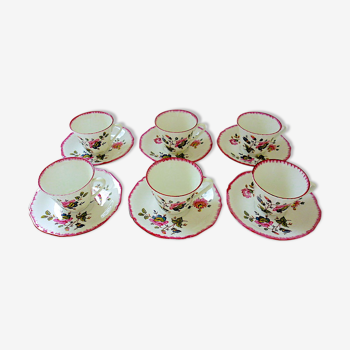 Six coffee cups and their porcelain undercups from Sologne