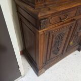 Glass-fronted walnut bookcase
