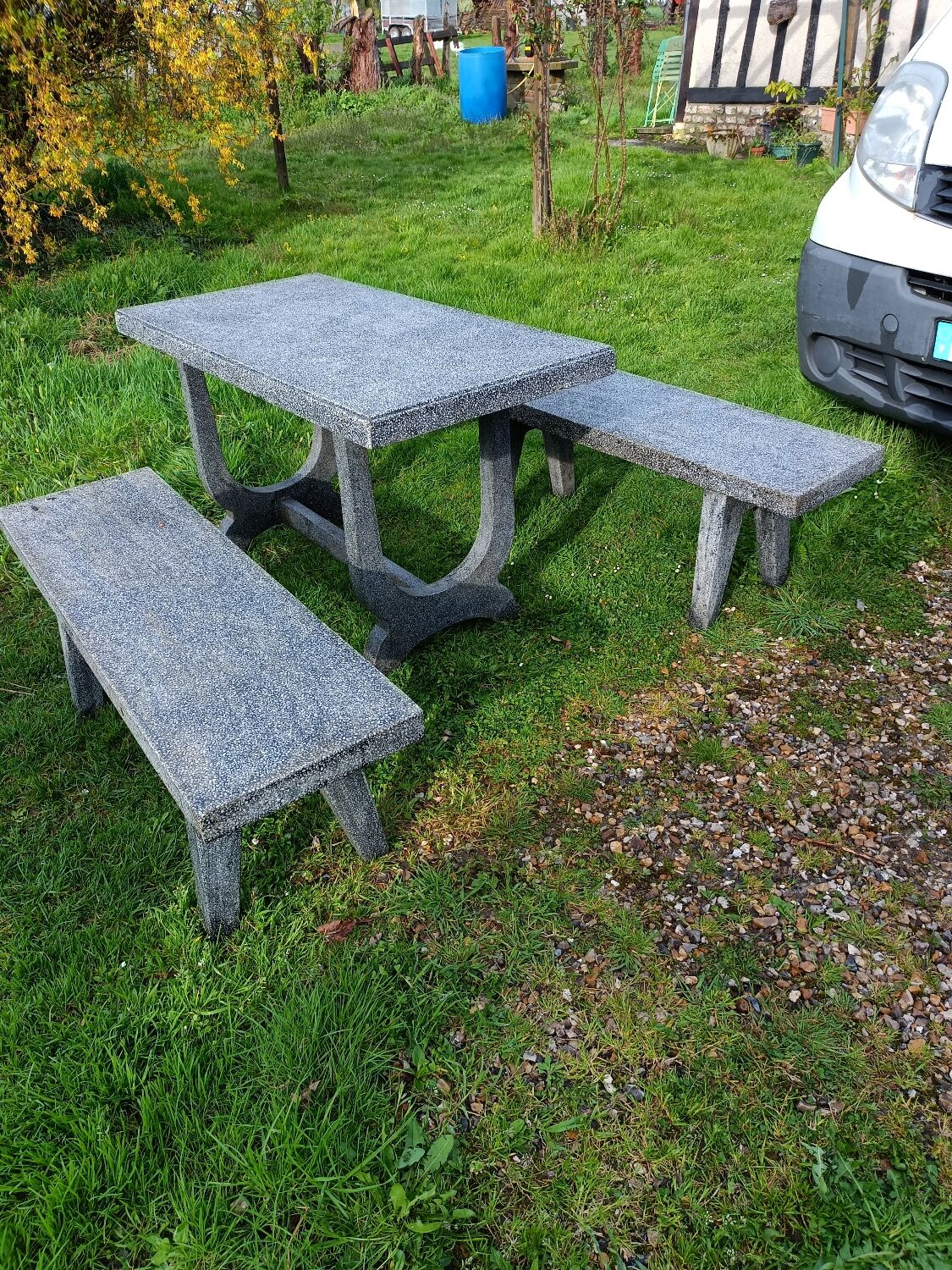 Old garden furniture in vintage stone