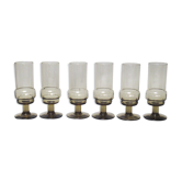 Six glasses of smoked glass 70s