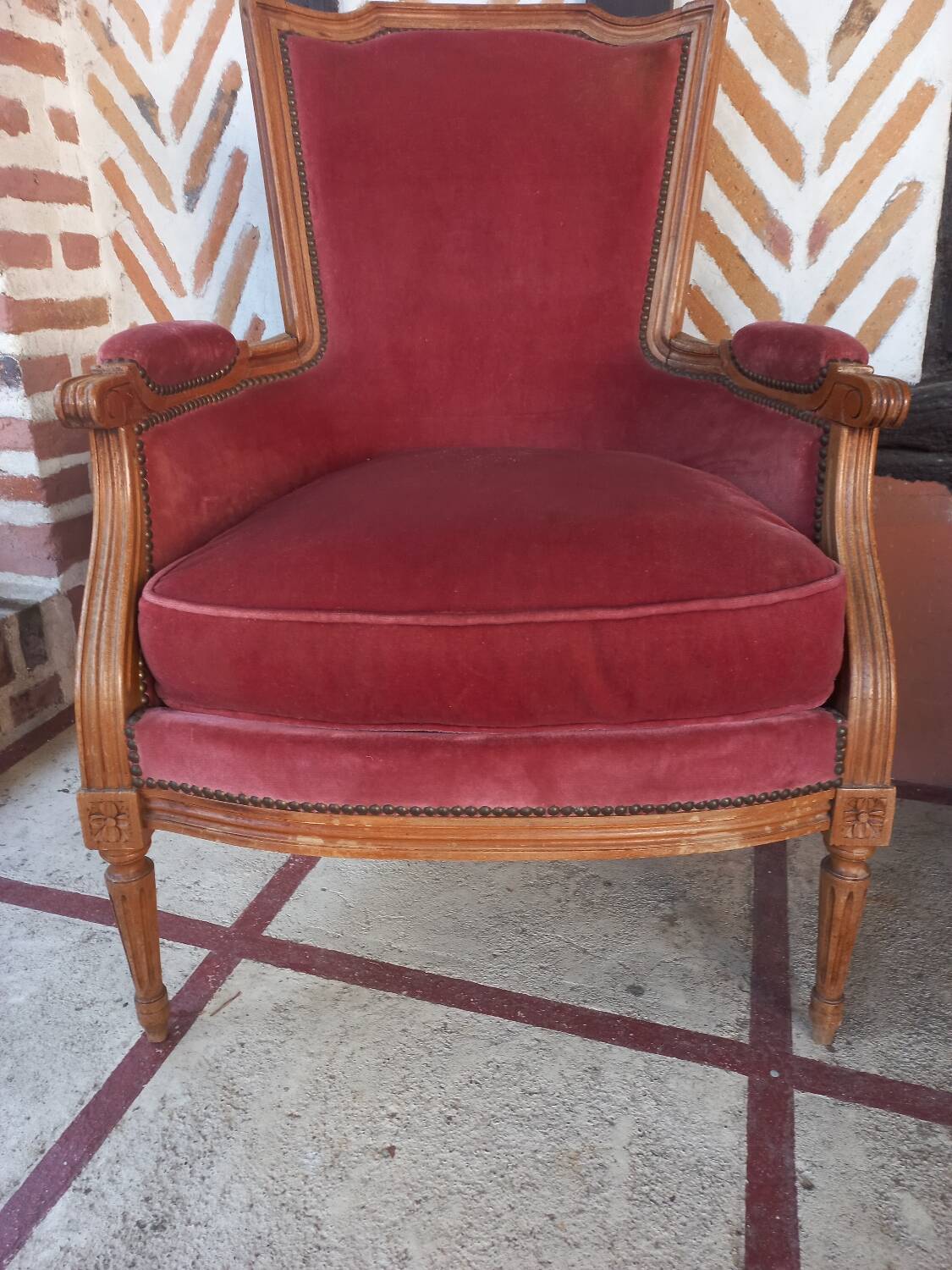 Louis XVI style bergère armchair