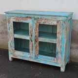 Small blue wooden display case