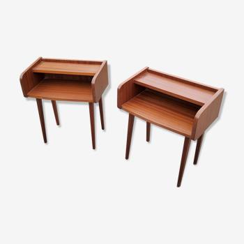 Pair of 60s Scandinavian-style mahogany bedside tables