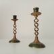Twisted vintage candlestick in enamelled solid brass